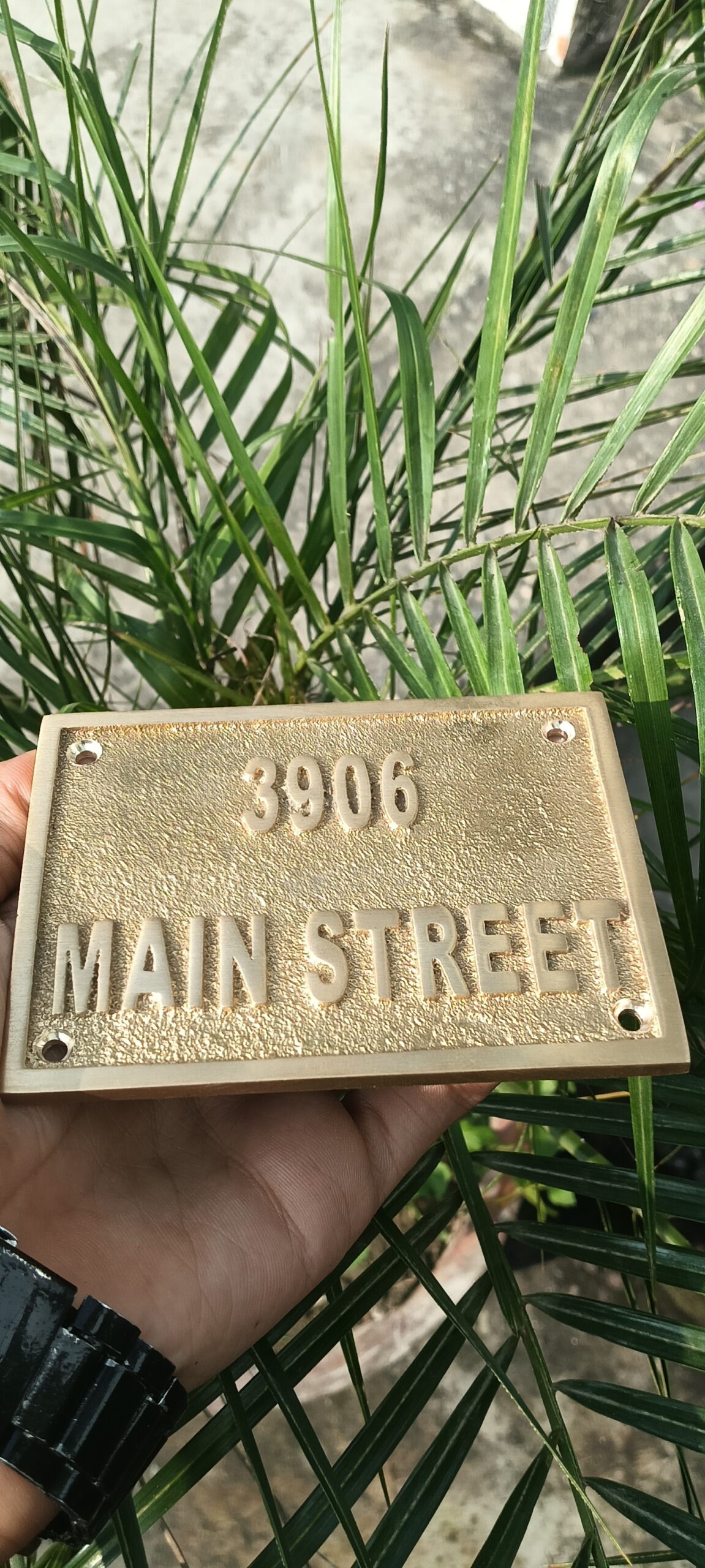 Custom Cast Brass Black Background Outdoor Sign Plaque | Customized Home & Business Black Address Plaque | Personalized Language Sign - Image 3