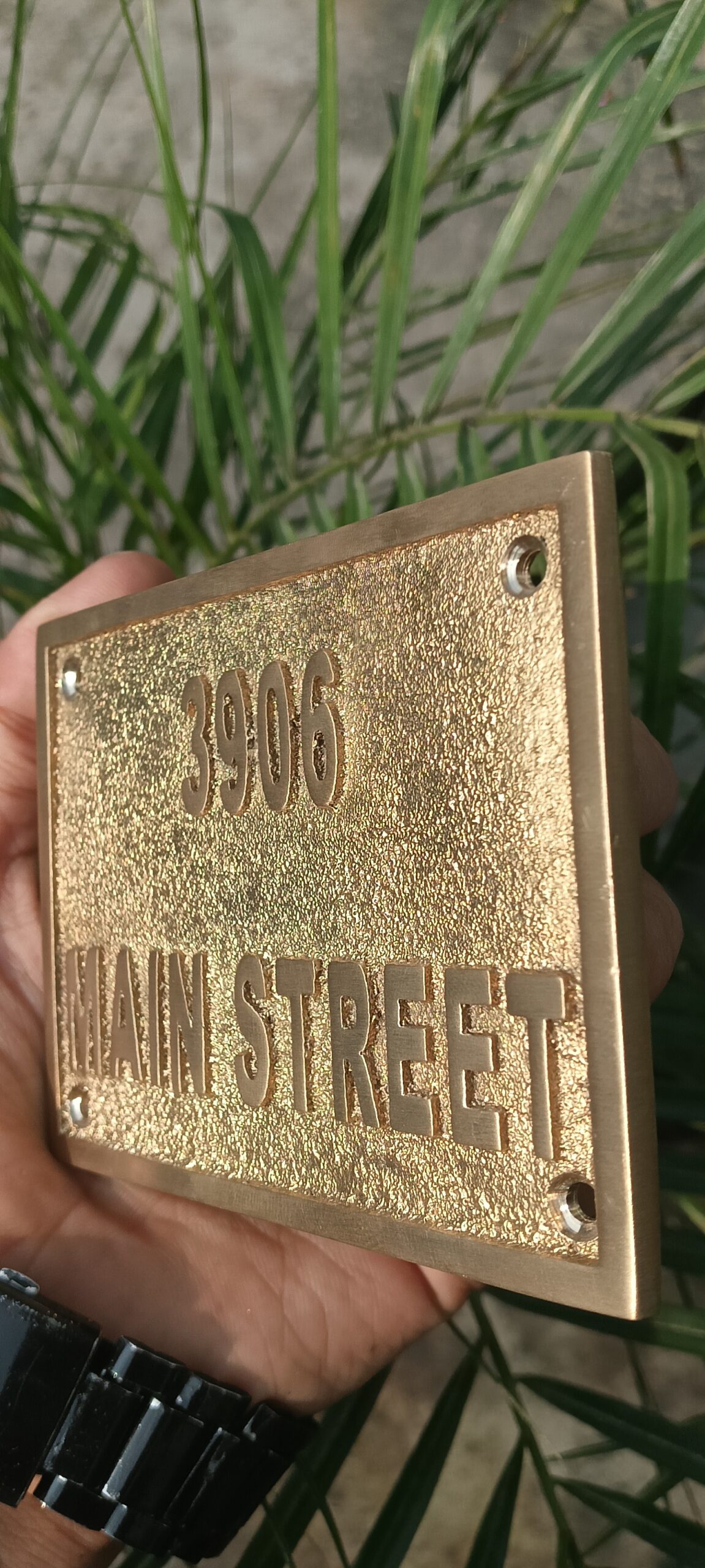 Custom Cast Brass Black Background Outdoor Sign Plaque | Customized Home & Business Black Address Plaque | Personalized Language Sign - Image 4