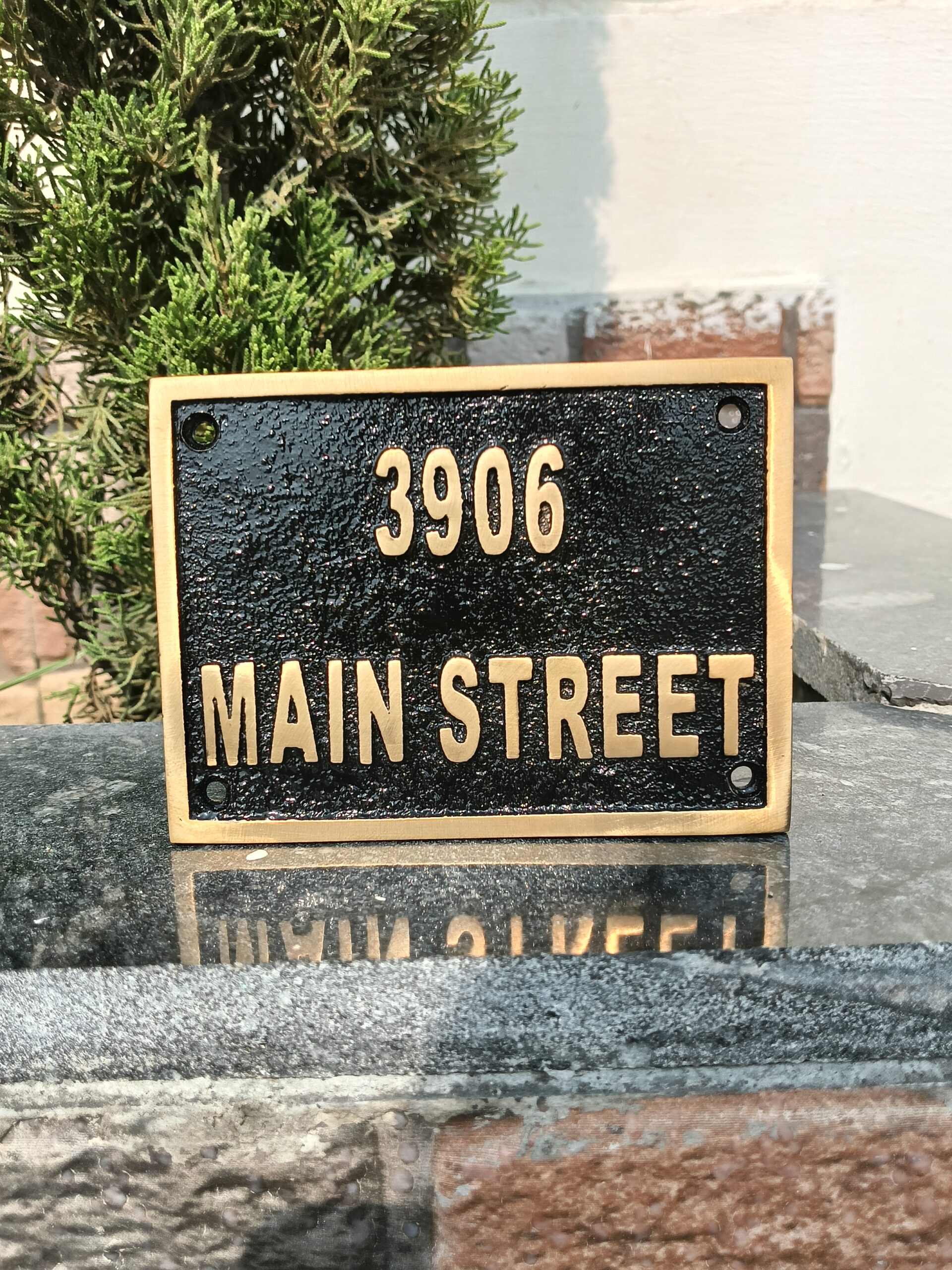 Custom Cast Brass Black Background Outdoor Sign Plaque | Customized Home & Business Black Address Plaque | Personalized Language Sign - Image 5