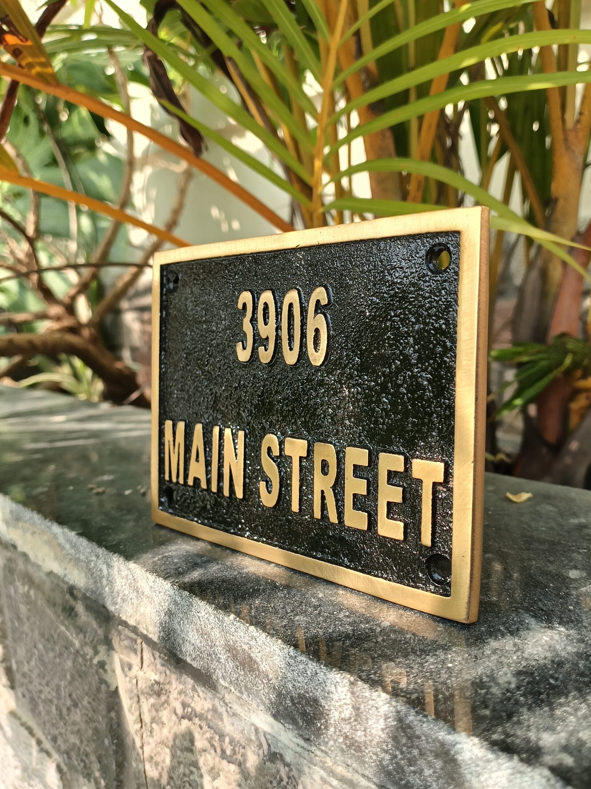 Custom Cast Brass Black Background Outdoor Sign Plaque | Customized Home & Business Black Address Plaque | Personalized Language Sign - Image 6