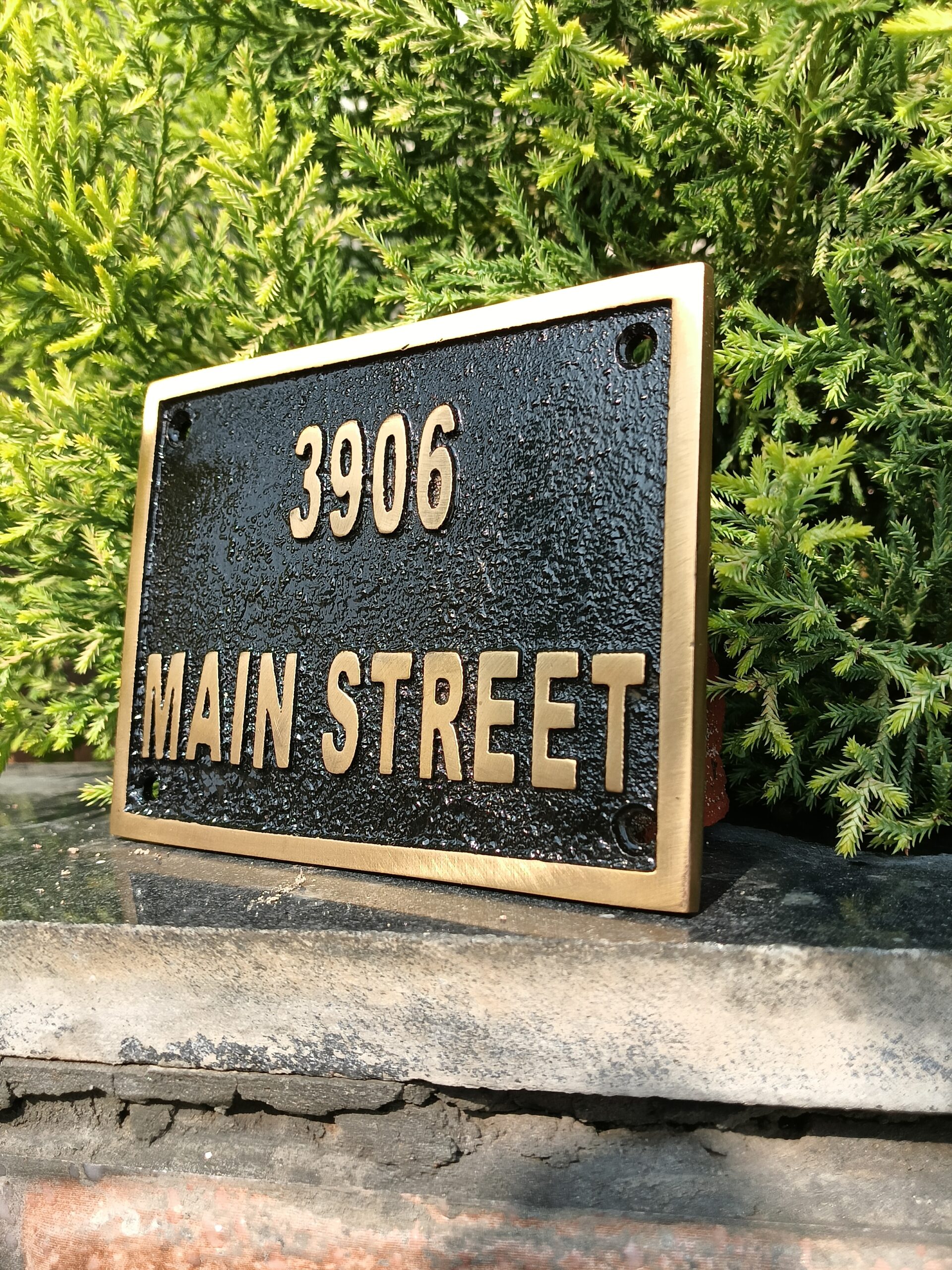 Custom Cast Brass Black Background Outdoor Sign Plaque | Customized Home & Business Black Address Plaque | Personalized Language Sign - Image 7