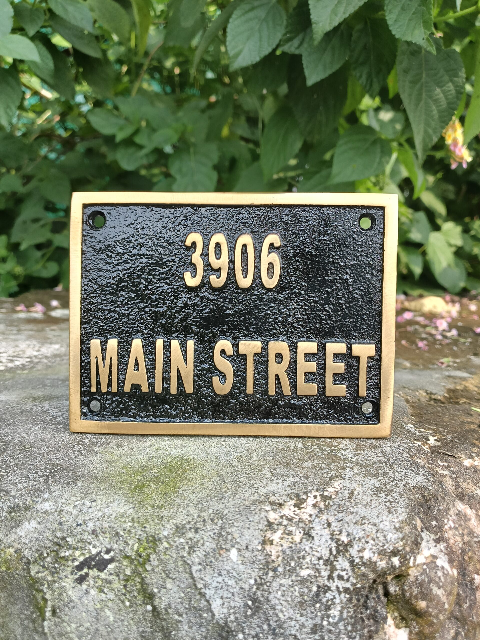 Custom Cast Brass Black Background Outdoor Sign Plaque | Customized Home & Business Black Address Plaque | Personalized Language Sign - Image 10