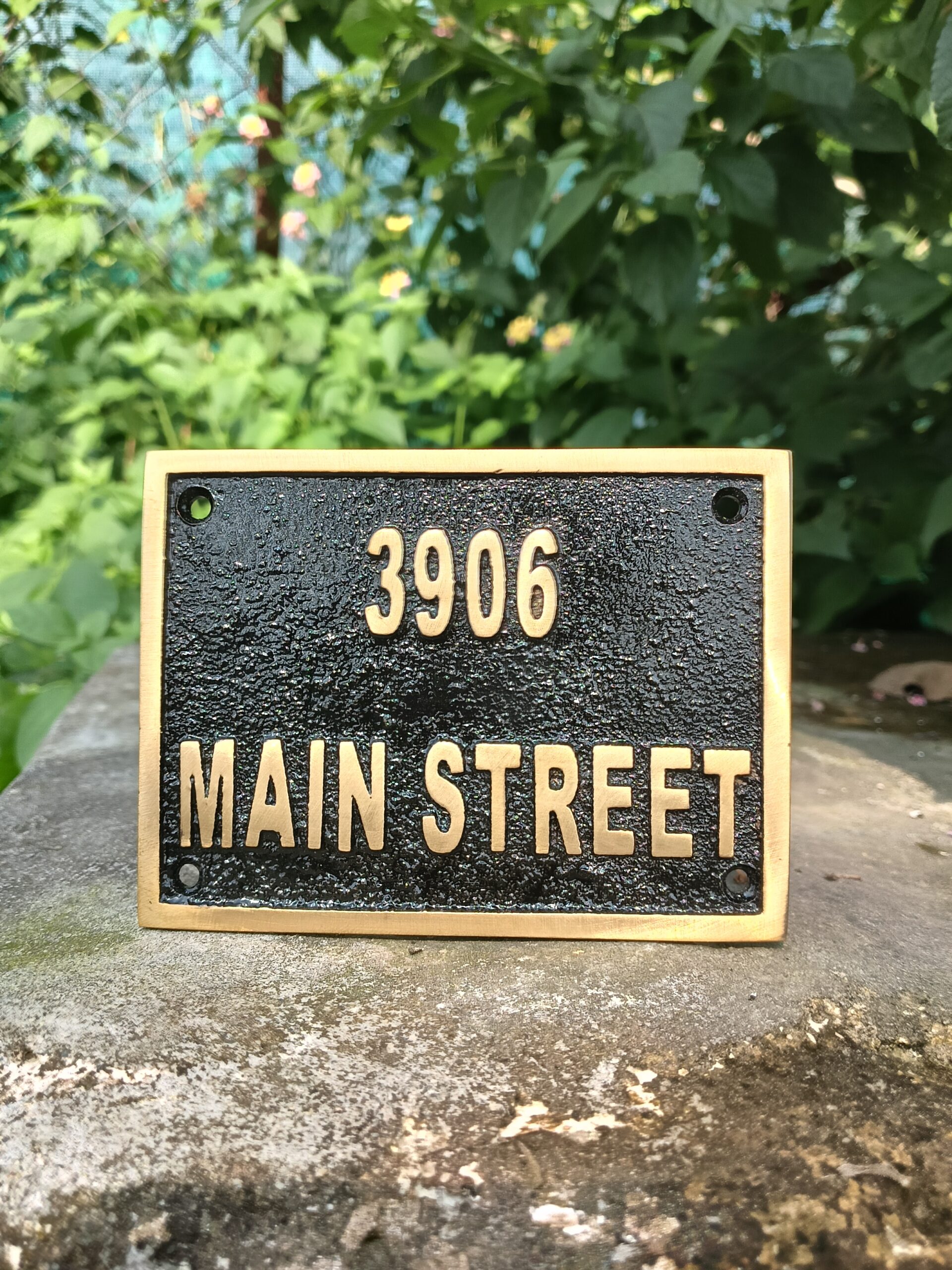 Custom Cast Brass Black Background Outdoor Sign Plaque | Customized Home & Business Black Address Plaque | Personalized Language Sign - Image 12