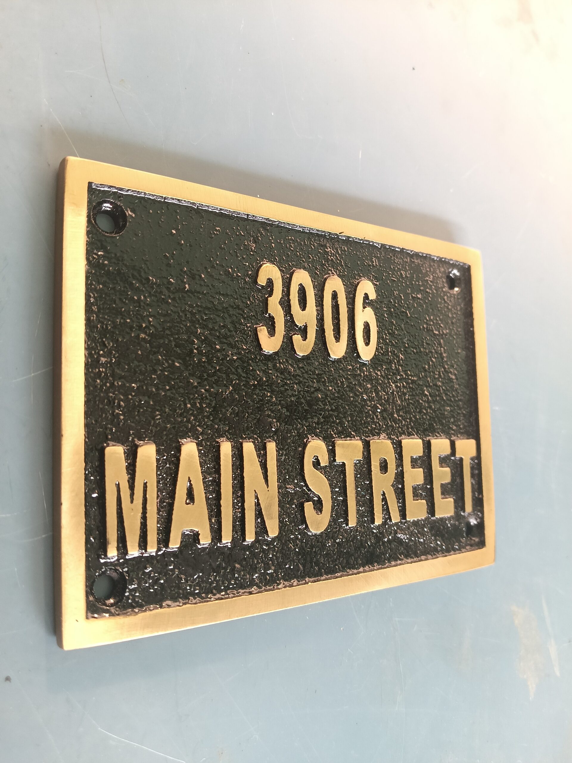 Custom Cast Brass Black Background Outdoor Sign Plaque | Customized Home & Business Black Address Plaque | Personalized Language Sign - Image 15