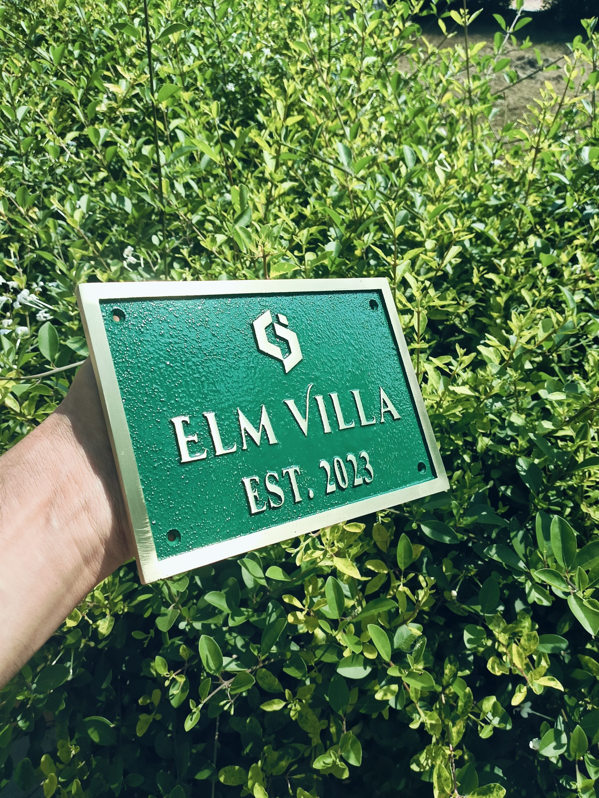 Green Background Brass Address Plaque — Personalized Cast House Number Sign | Custom Outdoor Door Plate | Heavy Duty Home Address Sign - Image 8