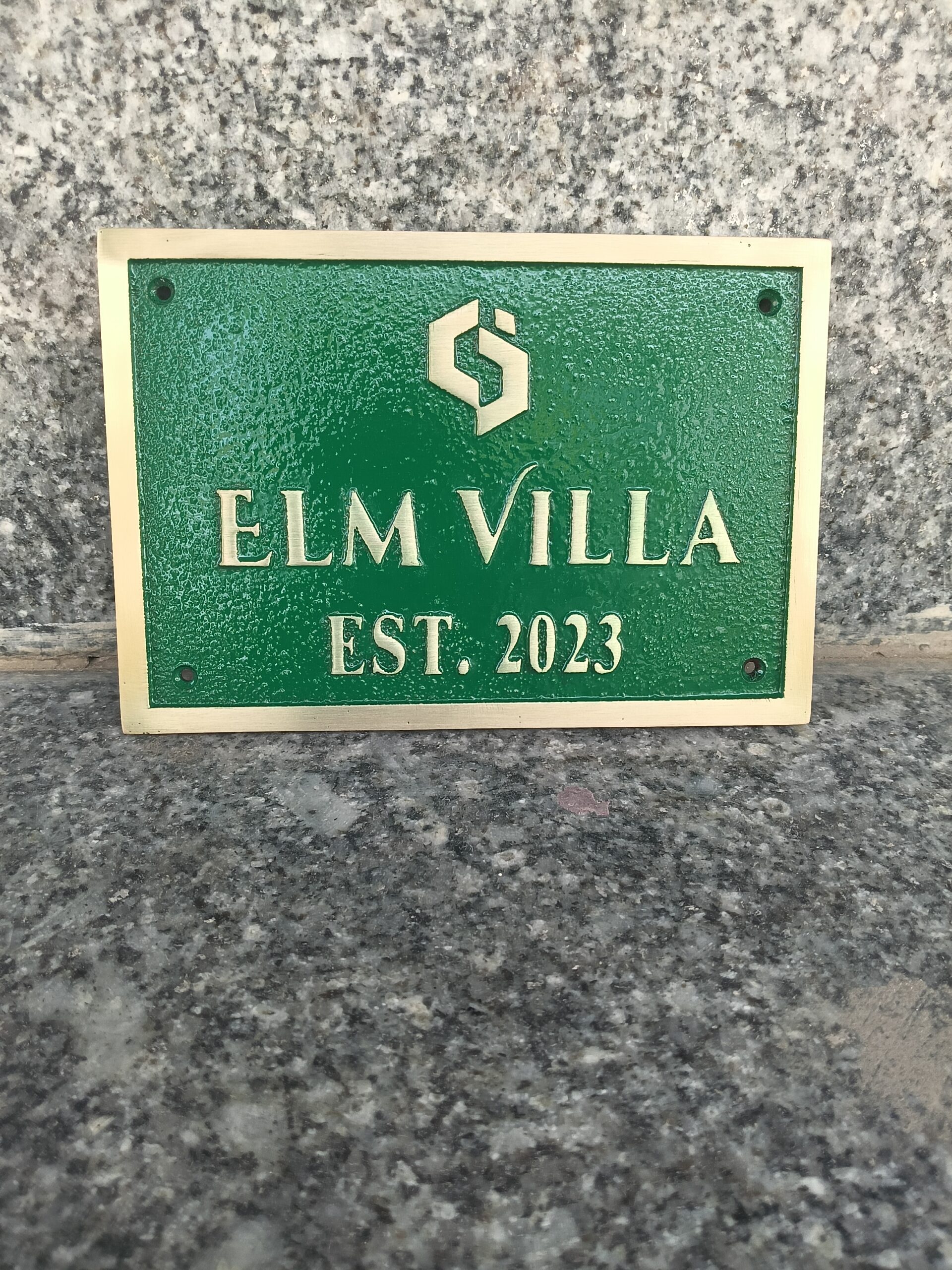 Green Background Brass Address Plaque — Personalized Cast House Number Sign | Custom Outdoor Door Plate | Heavy Duty Home Address Sign - Image 4