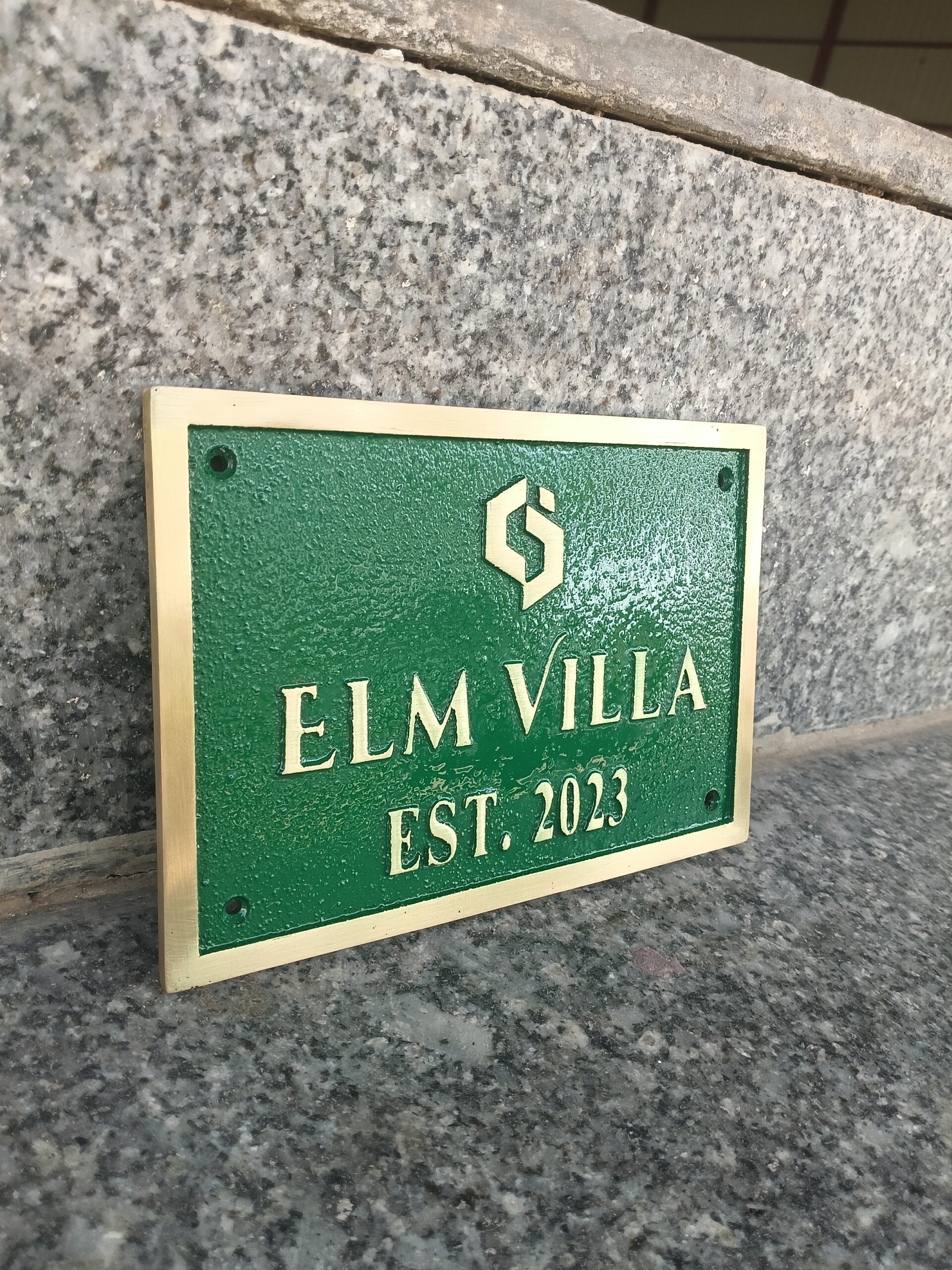 Green Background Brass Address Plaque — Personalized Cast House Number Sign | Custom Outdoor Door Plate | Heavy Duty Home Address Sign - Image 3