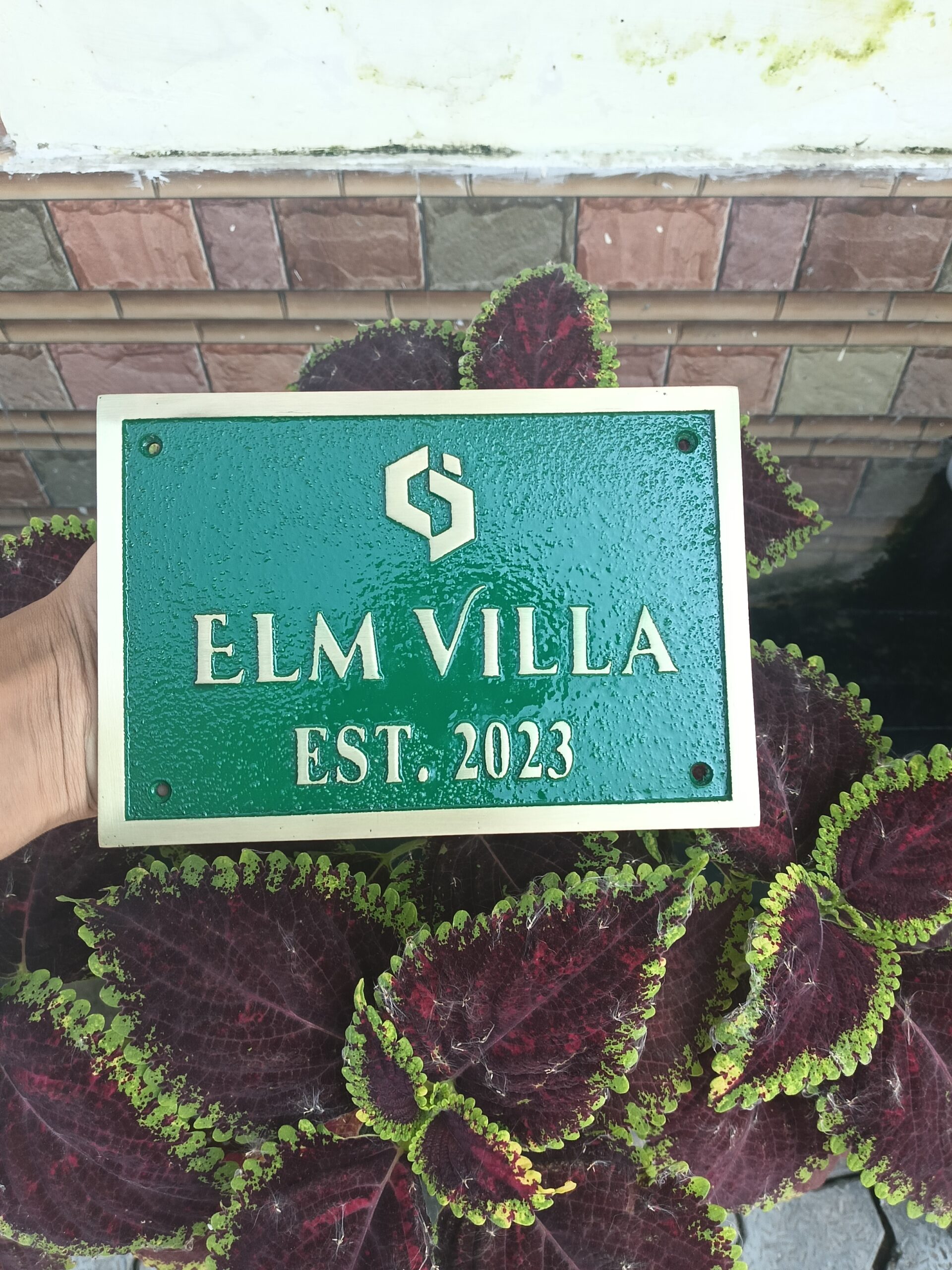 Green Background Brass Address Plaque — Personalized Cast House Number Sign | Custom Outdoor Door Plate | Heavy Duty Home Address Sign - Image 9