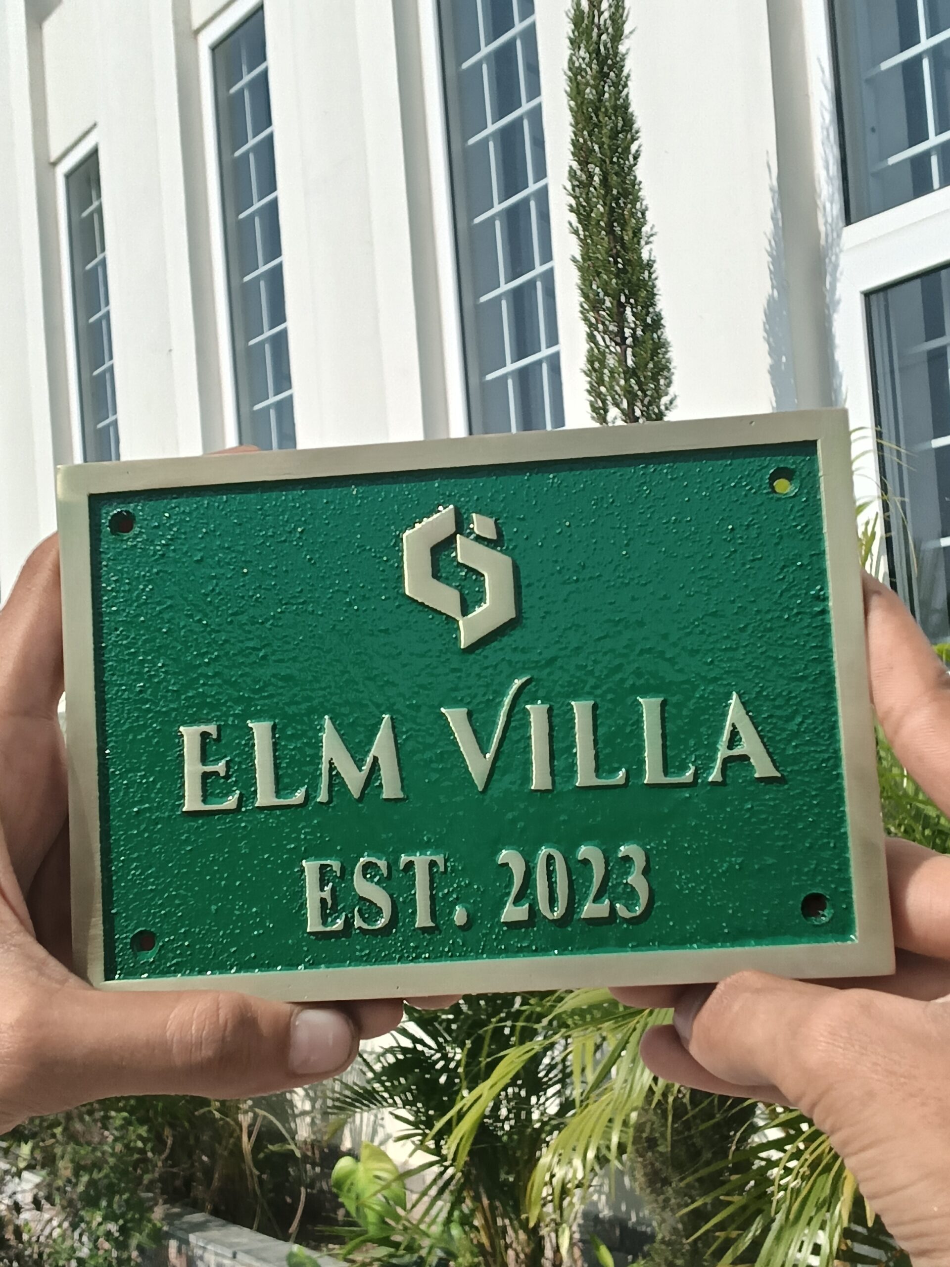 Green Background Brass Address Plaque — Personalized Cast House Number Sign | Custom Outdoor Door Plate | Heavy Duty Home Address Sign - Image 5