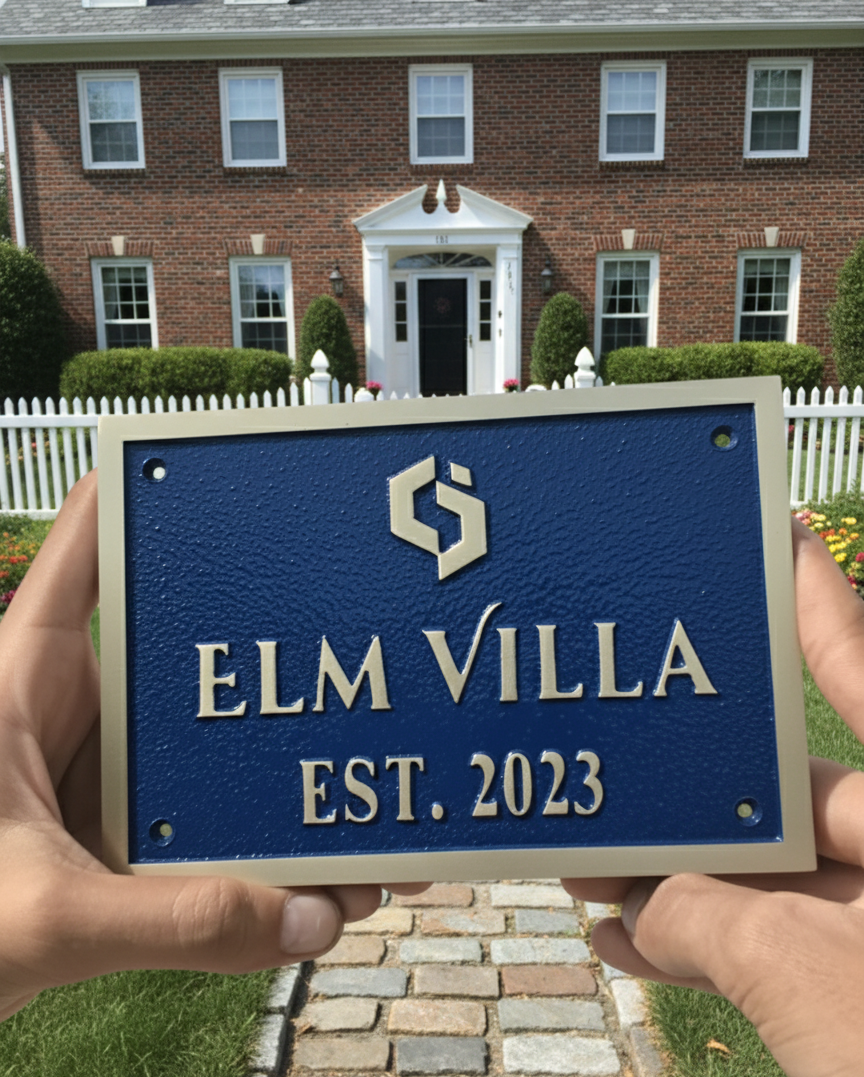 Custom Polished Brass Address Plaque — Heavy Duty Cast Brass Personalized Sign | Outdoor House Number Plate | Business & Office Door Sign - Image 7