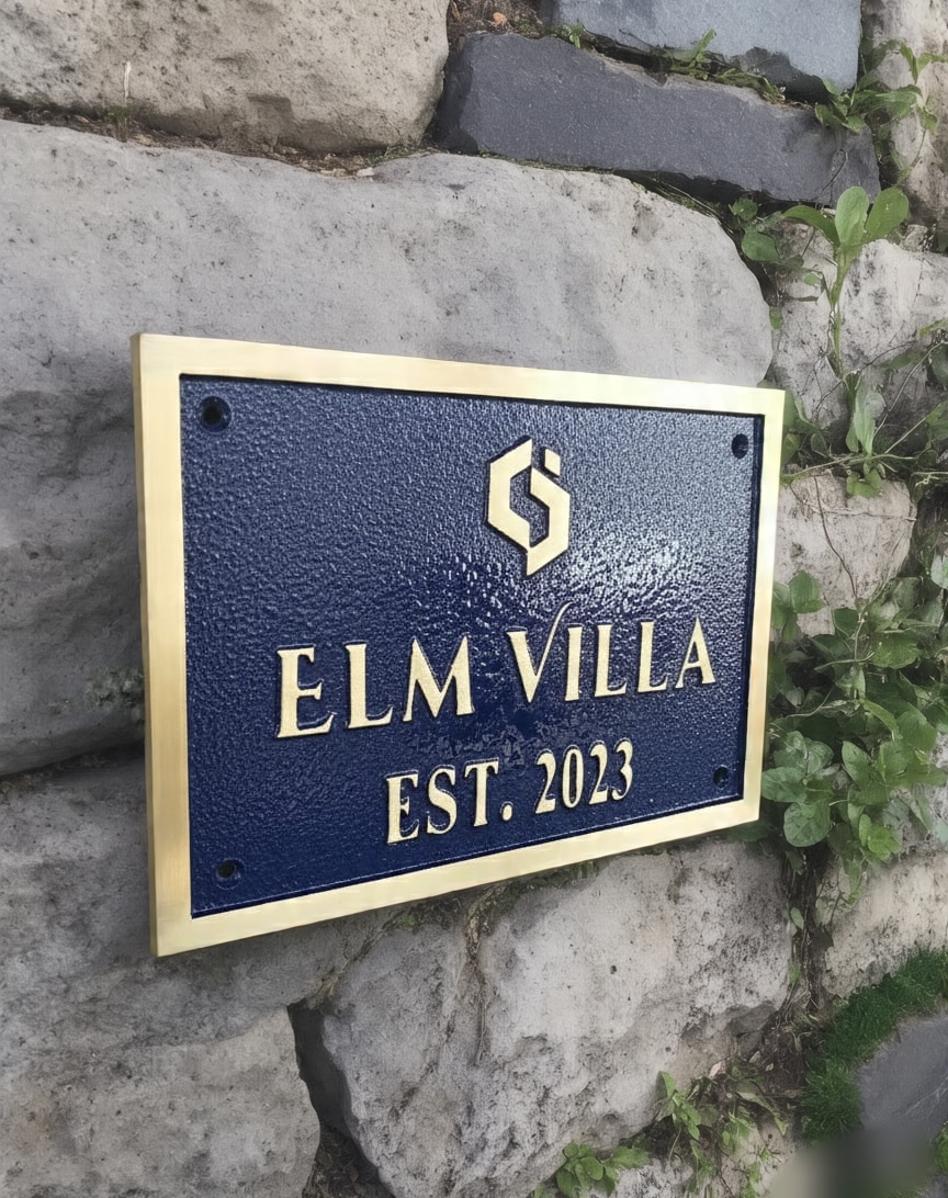 Custom Polished Brass Address Plaque — Heavy Duty Cast Brass Personalized Sign | Outdoor House Number Plate | Business & Office Door Sign - Image 3