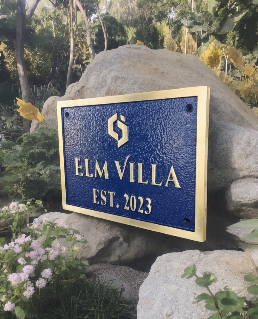 Custom Polished Brass Address Plaque — Heavy Duty Cast Brass Personalized Sign | Outdoor House Number Plate | Business & Office Door Sign - Image 2