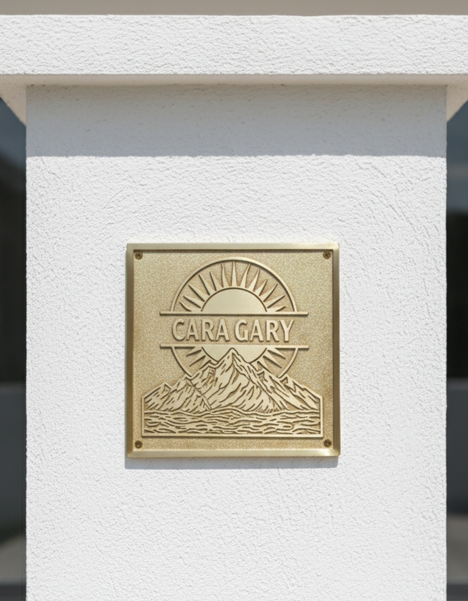 Custom Cast Brass Black Background Outdoor Sign Plaque | Customized Home & Business Black Address Plaque | Personalized Language Sign - Image 4