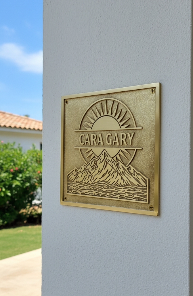 Custom Cast Brass Black Background Outdoor Sign Plaque | Customized Home & Business Black Address Plaque | Personalized Language Sign - Image 7