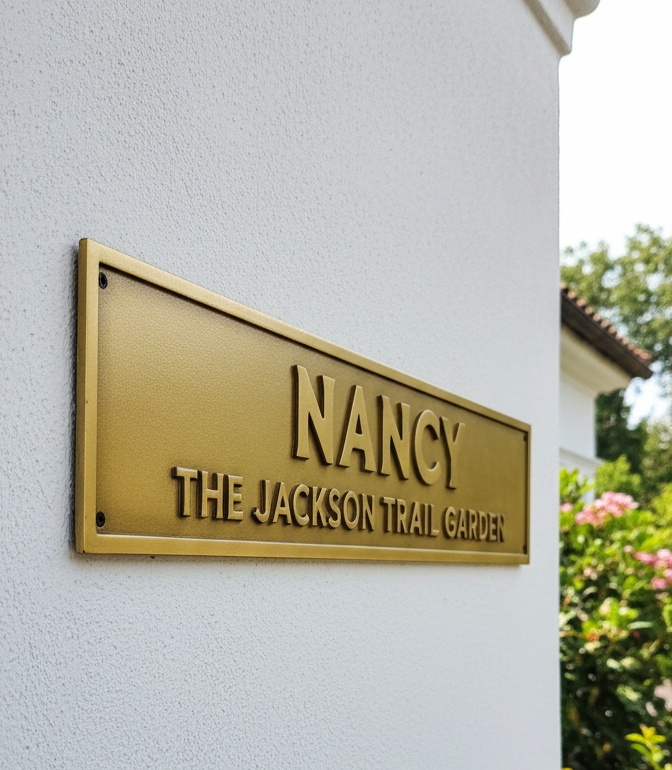 Custom Brass Plaque – Personalized Street Address Sign, Brass House Number Plate, Vintage Home Decor, Old School Address Marker Gift